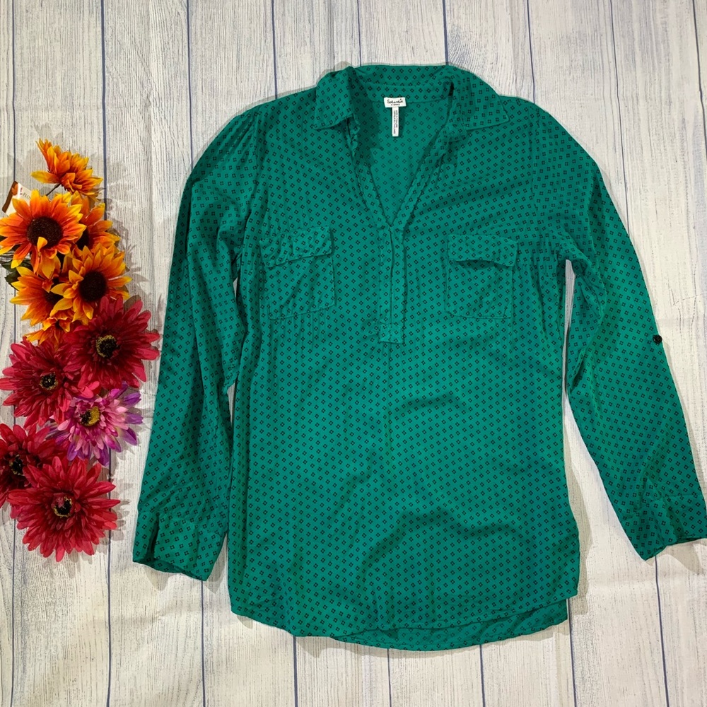 Splendid split neck long sleeve top